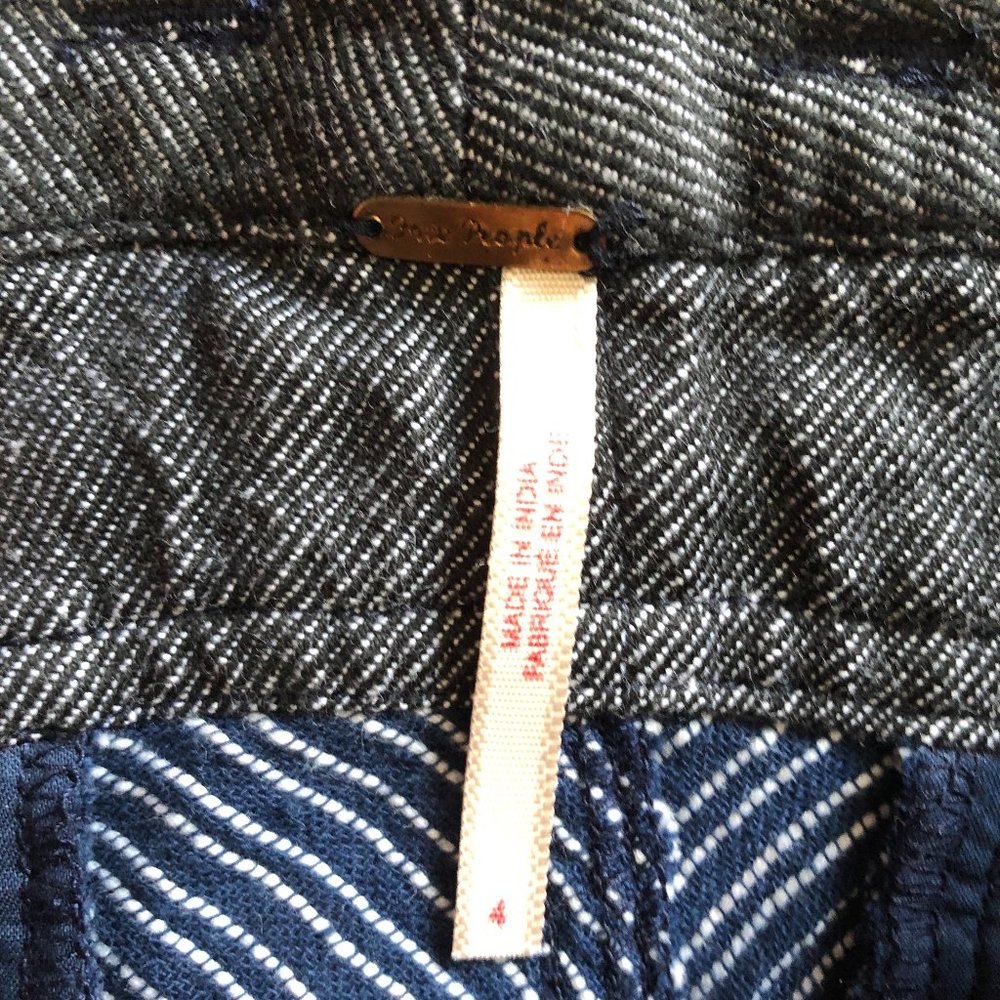 Free People Stripe High Waist Paper Bag belted Pants Size 4 - Picture 7 of 11